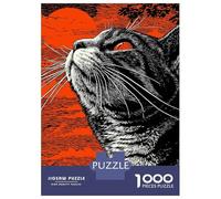 for Adults 1000 Piece Jigsaw Puzzle Cat Gazing at The Orange Sky Jigsaw for Adults Hands-on Game Wall Decoration Fun at Home Activities, 70x50cm/1000pcs