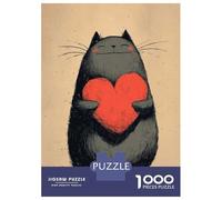 for Adults 1000 Piece Jigsaw Puzzle Cat Holding Heart Jigsaw for Adults Hands-on Game Wall Decoration Fun at Home Activities, 52x38cm/1000pcs