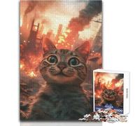 for Adults 1000 Piece Jigsaw Puzzle Cat in Apocalyptic City Enjoy Peaceful Quiet Moments High Accuracy Cutting Craft Play Toy Size 50x75cm