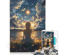 for Adults 1000 Piece Jigsaw Puzzle Celestial Girl Under Moon, Toy Wall Decor, Pattern Assembly, Gifts for Friends And Family 38x26cm