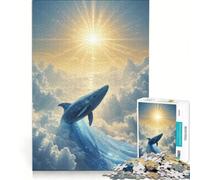 for Adults 1000 Piece Jigsaw Puzzle Celestial Whale Rising Toward The Sun, Toy Wall Decor, Pattern Assembly, Gifts for Friends And Family 38x52cm