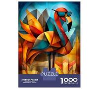 for Adults 1000 Piece Jigsaw Puzzle Charming Flamingo - Cubist Cool in Shades Adult Jigsaw Toy Wall Decor Difficult Challenge Fun at Home Activities, 38x26cm/1000pcs