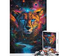 for Adults 1000 Piece Jigsaw Puzzle Cheetah Galaxy Vision Shared Joyful Home Experience Wonderful Festive (38X52cm)