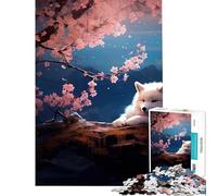 for Adults 1000 Piece Jigsaw Puzzle Cherry Blossom Fox Baby Toy Intellectual Game Impossible Game for The Whole for Women Men (Size 75x50cm)