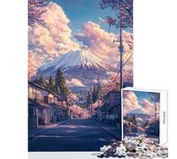 for Adults 1000 Piece Jigsaw Puzzle Cherry Blossom Path to Fuji Shared Joyful Home Experience Wonderful Festive (50X75cm)