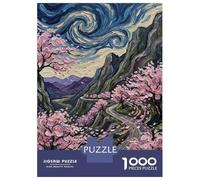 for Adults 1000 Piece Jigsaw Puzzle Cherry Blossoms on A Winding Mountain Road Jigsaw Puzzle Relax Games Home Decoration Unique Birthday And Xmas Gifts 38x26cm/1000pcs
