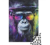 for Adults 1000 Piece Jigsaw Puzzle Chimp Art Print Cool Monkey Poster Adult Jigsaw Toy Wall Decor Difficult Challenge Fun at Home Activities, 70x50cm/1000pcs