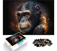 for Adults 1000 Piece Jigsaw Puzzle Chimpanzee made by fire Made of wood for age 14 years and over Anti-Stress Toys Great gifts and toys。size:50x75cm/19.68x29.52inch
