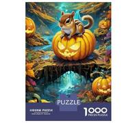 for Adults 1000 Piece Jigsaw Puzzle Chipmunk Halloween Pumpkin Adult Jigsaw Toy Wall Decor Difficult Challenge Fun at Home Activities, 52x38cm/1000pcs
