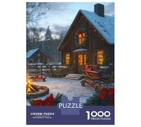 for Adults 1000 Piece Jigsaw Puzzle Christmas Cabin Jigsaw Puzzle Brain Teaser Game Hand Speed Race Fun Activities at Home 70x50cm/1000pcs