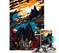 for Adults 1000 Piece Jigsaw Puzzle City Between Mountains Jigsaw for Adults Family Game Wall Decoration Fun Activities at Home (Size 38x52cm)