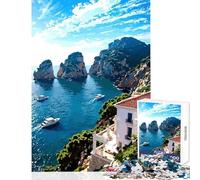 for Adults 1000 Piece Jigsaw Puzzle Coastal Italian Landscape with Boats Toy Wall Decor Gift For Birthdays Educational Games Wishlist with Santa Claus Size 50x75cm