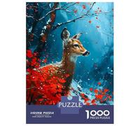 for Adults 1000 Piece Jigsaw Puzzle Cold Deer in Cherry Tree Jigsaw for Adults Hands-on Game Wall Decoration Fun at Home Activities, 70x50cm/1000pcs