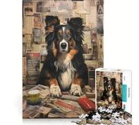 for Adults 1000 Piece Jigsaw Puzzle Collie Reading Her Newspaper, DIY Toys, Staycation Kill Time, Unique Birthday And Gifts 50x75cm