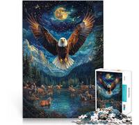 for Adults 1000 Piece Jigsaw Puzzle Color painting eagle Made of cardboard,for ages 14 and over Beautiful design gameBeautiful design game Great gifts and toys。size:38x52cm/14.96x20.47inch
