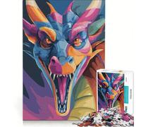 for Adults 1000 Piece Jigsaw Puzzle Colorful Dragon Head with Open Mouth, Hands-on Game, Fun Activities at Home, Deal As Gifts for The Whole Family 38x52cm