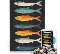 for Adults 1000 Piece Jigsaw Puzzle Colorful Fish Pattern on Dark Background, Hands-on Game, Fun Activities at Home, Deal As Gifts for The Whole Family 38x52cm