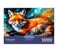 for Adults 1000 Piece Jigsaw Puzzle Colorful Fox Art Print Adult Jigsaw Toy Wall Decor Difficult Challenge Fun at Home Activities, 38x26cm/1000pcs