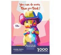 for Adults 1000 Piece Jigsaw Puzzle Colorful Mouse with Cowboy Hat Teenager Puzzles Toy Wall Decor Stress Reliever Fun at Home Activities, 38x26cm/1000pcs