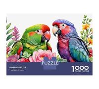for Adults 1000 Piece Jigsaw Puzzle Colorful Parrots with Flowers Adult Jigsaw Toy Wall Decor Difficult Challenge Fun at Home Activities, 38x26cm/1000pcs