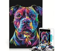 for Adults 1000 Piece Jigsaw Puzzle Colorful Pitbull Dog Pit Bull, Hands-on Game, Fun Activities at Home, Deal As Gifts for The Whole Family 38x26cm
