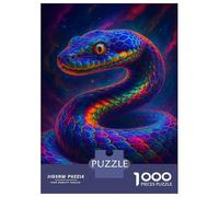 for Adults 1000 Piece Jigsaw Puzzle Colorful Snake in Cosmic Background Adult Puzzles Family Games Difficult Challenge Fun Activities at Home 52x38cm/1000pcs