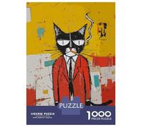 for Adults 1000 Piece Jigsaw Puzzle Cool Cat in Red Suit Adult Puzzles Hands-on Game Birthday Present Fun at Home Activities, 70x50cm/1000pcs