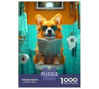 for Adults 1000 Piece Jigsaw Puzzle Corgi Reading on Toilet Jigsaw for Adults Family Game Improve Memory Christmas Birthday Gifts 70x50cm/1000pcs