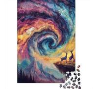 for Adults 1000 Piece Jigsaw Puzzle Cosmic Deer Landscape Adult Jigsaw Toy Wall Decor Difficult Challenge Fun at Home Activities, 52x38cm/1000pcs