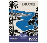 for Adults 1000 Piece Jigsaw Puzzle Côte DAzur French Riviera Travel Jigsaw for Adults Hands-on Game Wall Decoration Fun at Home Activities, 70x50cm/1000pcs