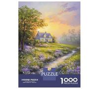 for Adults 1000 Piece Jigsaw Puzzle Cottage by The Creek Jigsaw Puzzle Brain Teaser Game Hand Speed Race Fun Activities at Home 38x26cm/1000pcs