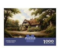 for Adults 1000 Piece Jigsaw Puzzle Cottage in The Woods Jigsaw for Adults Family Game Improve Memory Christmas Birthday Gifts 38x26cm/1000pcs