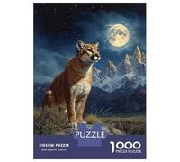 for Adults 1000 Piece Jigsaw Puzzle Cougar Under The Moonlight Teenager Puzzles Toy Wall Decor Stress Reliever Fun at Home Activities, 38x26cm/1000pcs