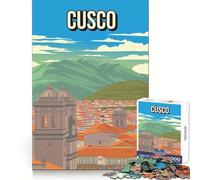 for Adults 1000 Piece Jigsaw Puzzle Cusco Pixel Art Travel Poster Fine Cut Art Smart Brain Toy Cozy Time Play Birthday Hobby Gift (50x75cm)