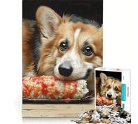 for Adults 1000 Piece Jigsaw Puzzle Cute Corgi Eating Sushi, DIY Toys, Pattern Assembly, Artists' Collection, Fine Arts 38x52cm