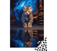 for Adults 1000 Piece Jigsaw Puzzle Cute Kitten Reflection Puzzles for Adults Toy Wall Decor Pattern Assembly Unique Birthday And Xmas Gifts 52x38cm/1000pcs