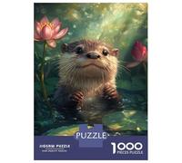 for Adults 1000 Piece Jigsaw Puzzle Cute Otter in Lotus Pond-1 Jigsaw Brain Teaser Game Home Decoration Unique Birthday And Xmas Gifts 70x50cm/1000pcs
