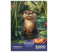 for Adults 1000 Piece Jigsaw Puzzle Cute Otter in Pond Jigsaw Brain Teaser Game Home Decoration Unique Birthday And Xmas Gifts 70x50cm/1000pcs