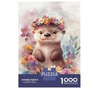 for Adults 1000 Piece Jigsaw Puzzle Cute Otter with Floral Crown Jigsaw Puzzle Relax Games Home Decoration Unique Birthday And Xmas Gifts 70x50cm/1000pcs