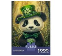 for Adults 1000 Piece Jigsaw Puzzle Cute Panda with Clover Hat-3 Jigsaw for Adults Family Game Improve Memory Christmas Birthday Gifts 38x26cm/1000pcs