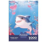 for Adults 1000 Piece Jigsaw Puzzle Cute Shark in Live Underwater Adult Jigsaw Toy Wall Decor Difficult Challenge Fun at Home Activities, 38x26cm/1000pcs