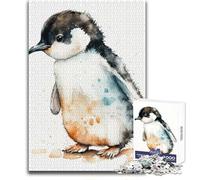 for Adults 1000 Piece Jigsaw Puzzle Cute Watercolour Penguin Enjoy Peaceful Quiet Moments High Accuracy Cutting Craft Play Toy Size 50x75cm