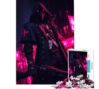 for Adults 1000 Piece Jigsaw Puzzle Cyberpunk Plague Doctor with Rifle Toy Intellectual Game Impossible Game for The Whole for Women Men (Size 38x52cm)