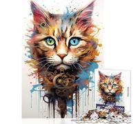 for Adults 1000 Piece Jigsaw Puzzle Cyborg Machine Cat Home Decoration Toys Gift Birthday Practical Game Fun Activities at Home Size 38x26cm