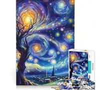 for Adults 1000 Piece Jigsaw Puzzle Dancing Night Starry Art, DIY Toys, Staycation Kill Time, Unique Birthday And Gifts 50x75cm