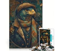 for Adults 1000 Piece Jigsaw Puzzle Dapper Eagle Portrait in Art Deco Style, Educational Games, Analysis And Logic, Presents for Women 38x26cm