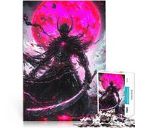 for Adults 1000 Piece Jigsaw Puzzle Dark Warrior Under Blood Moon Made of cardboard,for ages 14 and over fun games for families Good gift。size:26x38cm/10.24x14.96inch