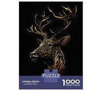 for Adults 1000 Piece Jigsaw Puzzle Deer Gold Black Poster Jigsaw for Adults Relax Games Hand Speed Race Fun Activities at Home 70x50cm/1000pcs