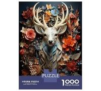 for Adults 1000 Piece Jigsaw Puzzle Deer Head Wall Art Decor Puzzles for Adults Toy Wall Decor Pattern Assembly Unique Birthday And Xmas Gifts 52x38cm/1000pcs