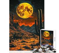 for Adults 1000 Piece Jigsaw Puzzle Desert Night Giant Moon Shared Joyful Home Experience Wonderful Festive (38X52cm)